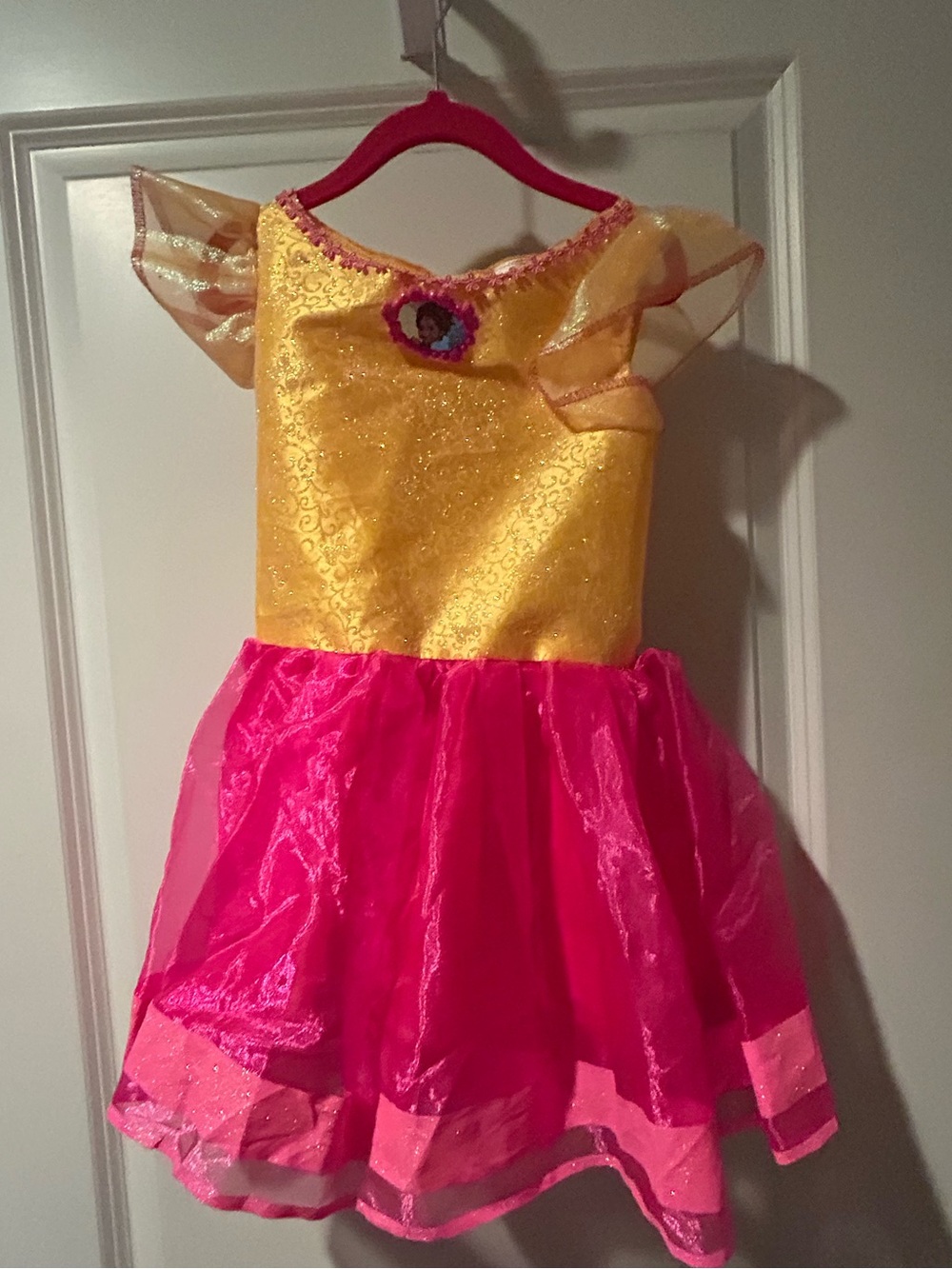 Girls' Sparkle Princess Dress - Yellow & Hot Pink